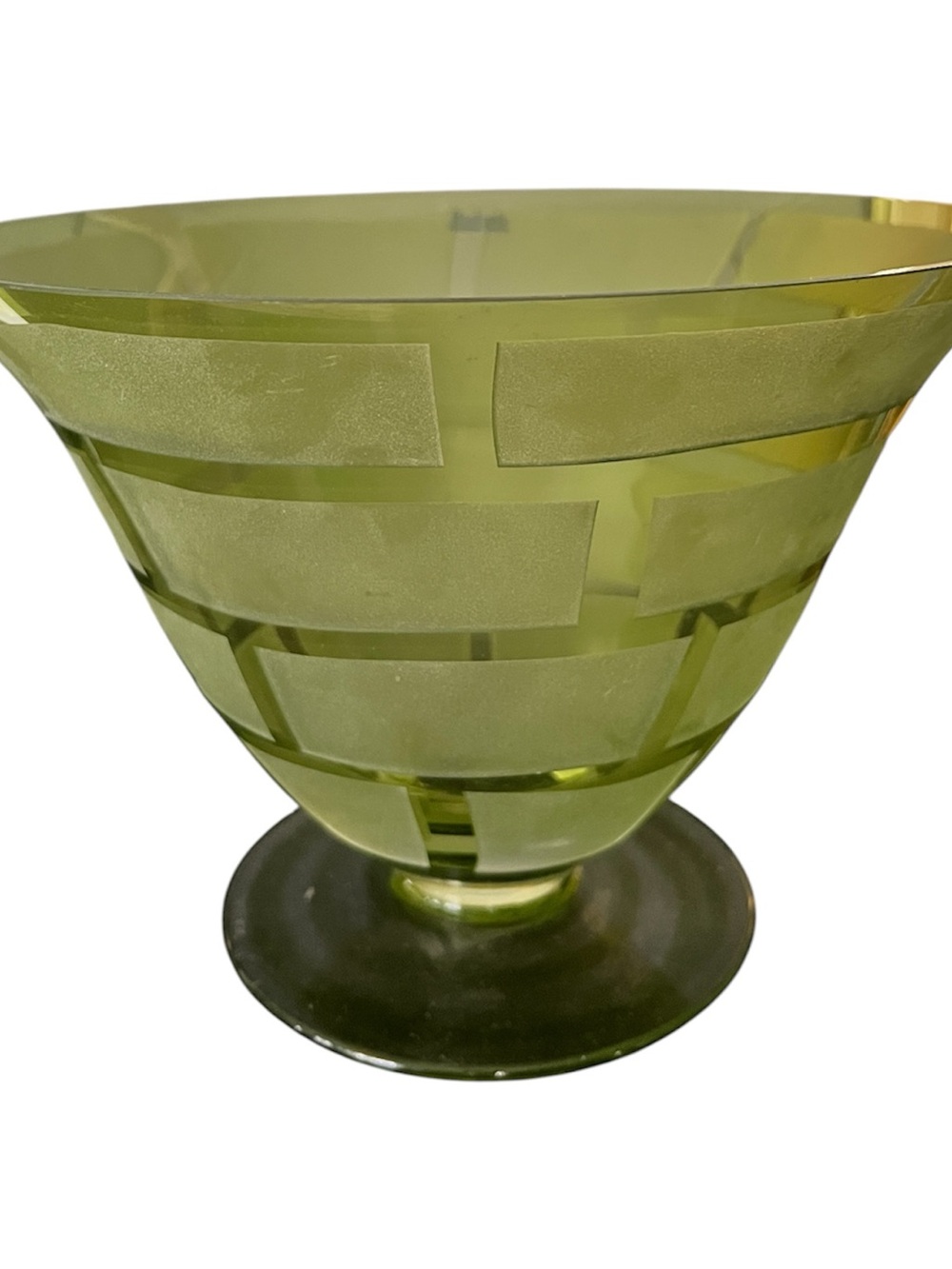 Badash Green Etched Glass Footed Vase